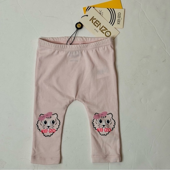 NWT KENZO Baby Girl Tiger Logo Leggings Light Pink Organic Cotton Size 3M - Picture 12 of 13